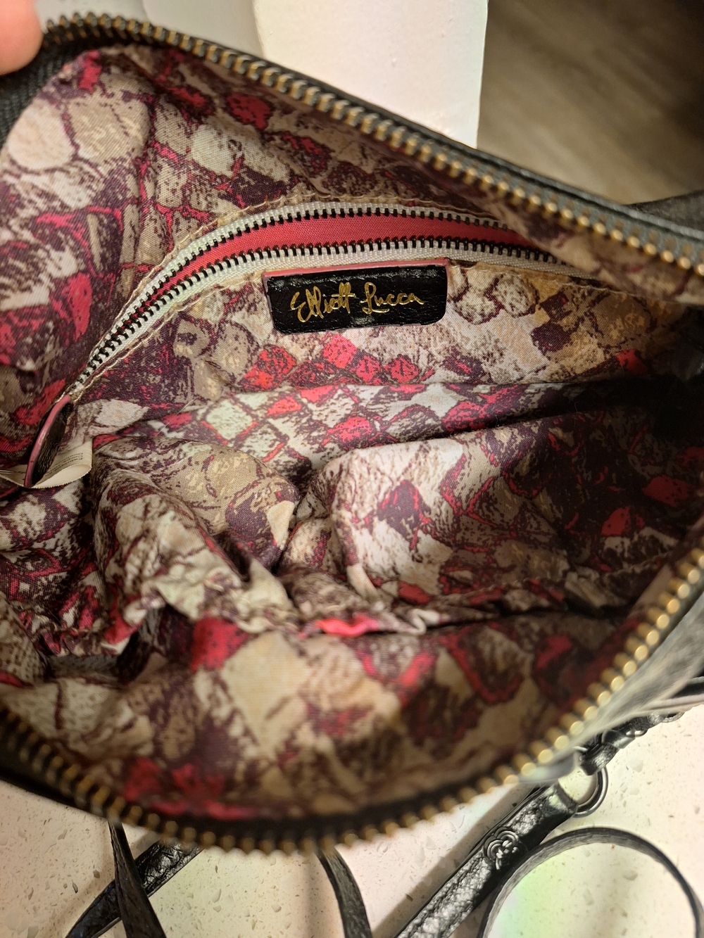 NWOT Elliot Lucca Black Woven Leather Crossbody Bag. - Picture 3 of 4